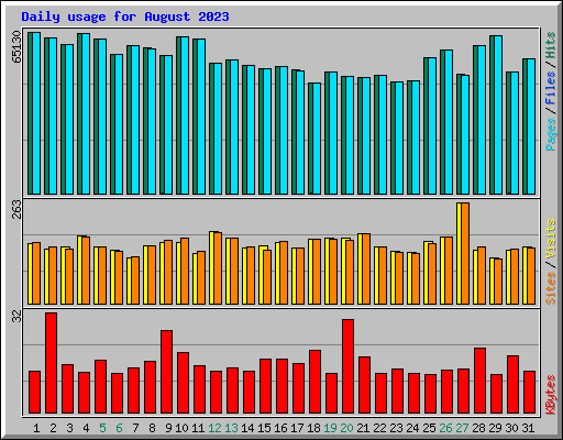 Daily usage for August 2023