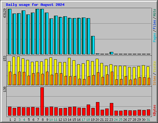 Daily usage for August 2024