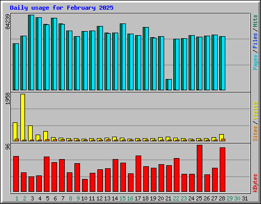 Daily usage for February 2025